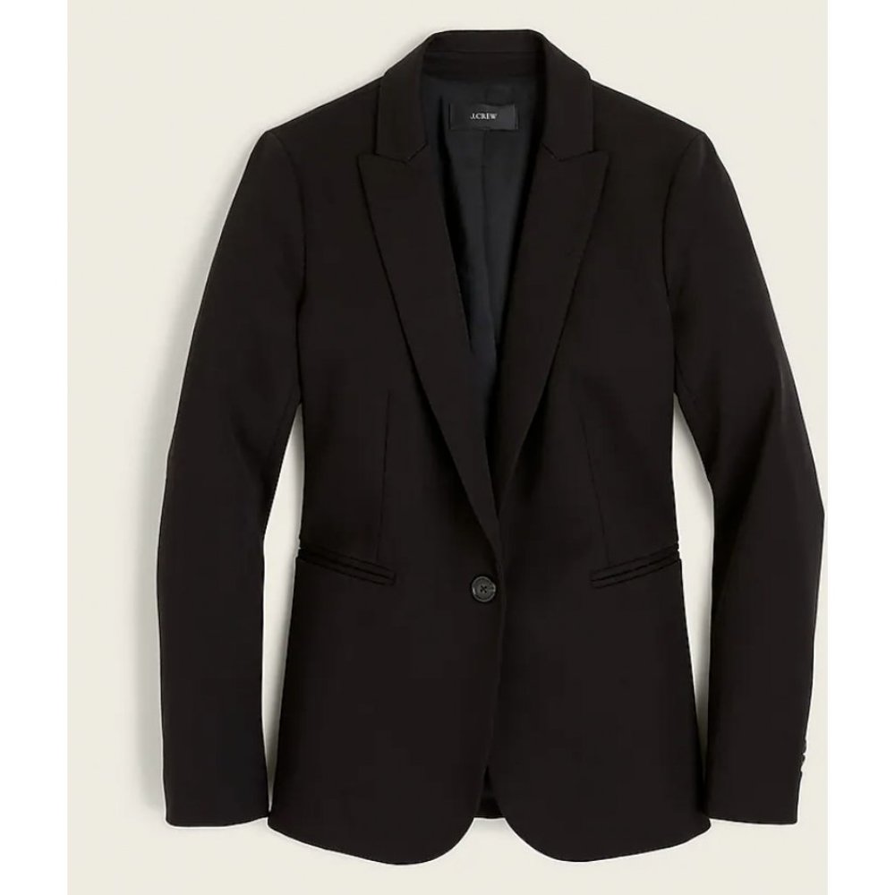J. Crew $178 Parke Blazer In Bi-Stretch Cotton Black Size 4 H5513